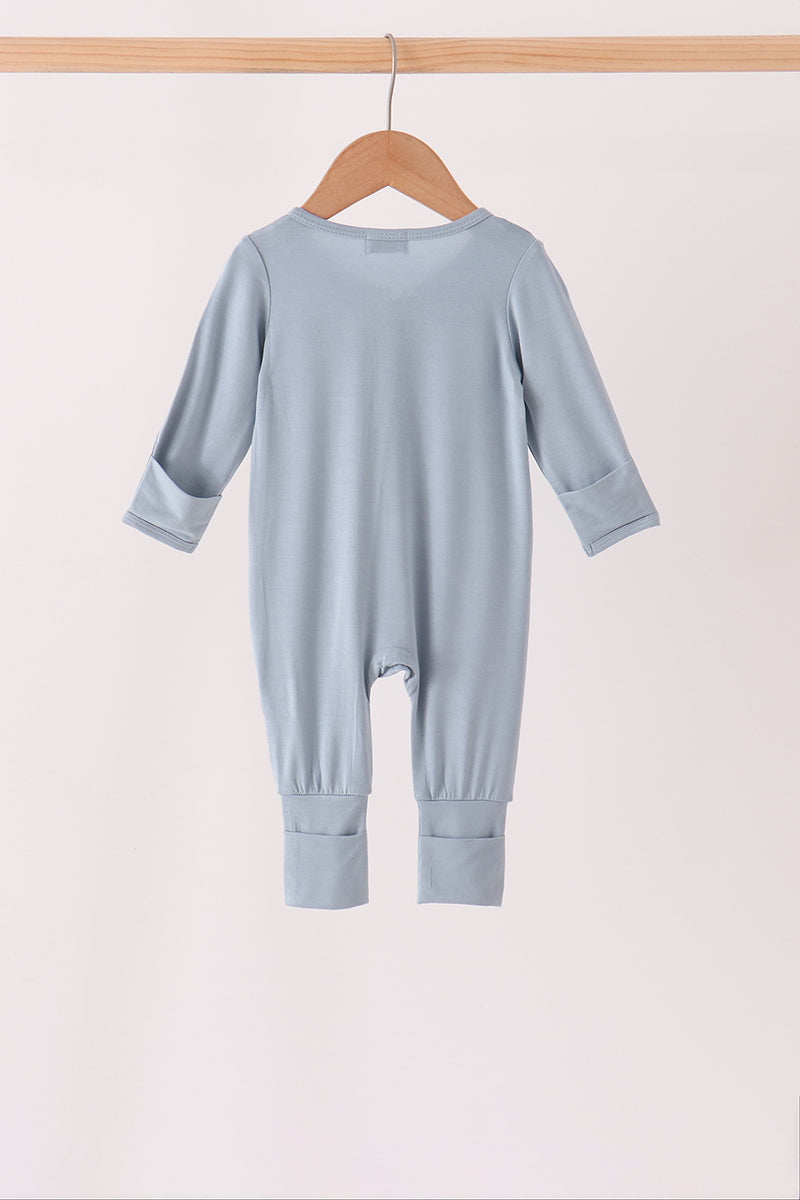 Blue zipper bamboo romper