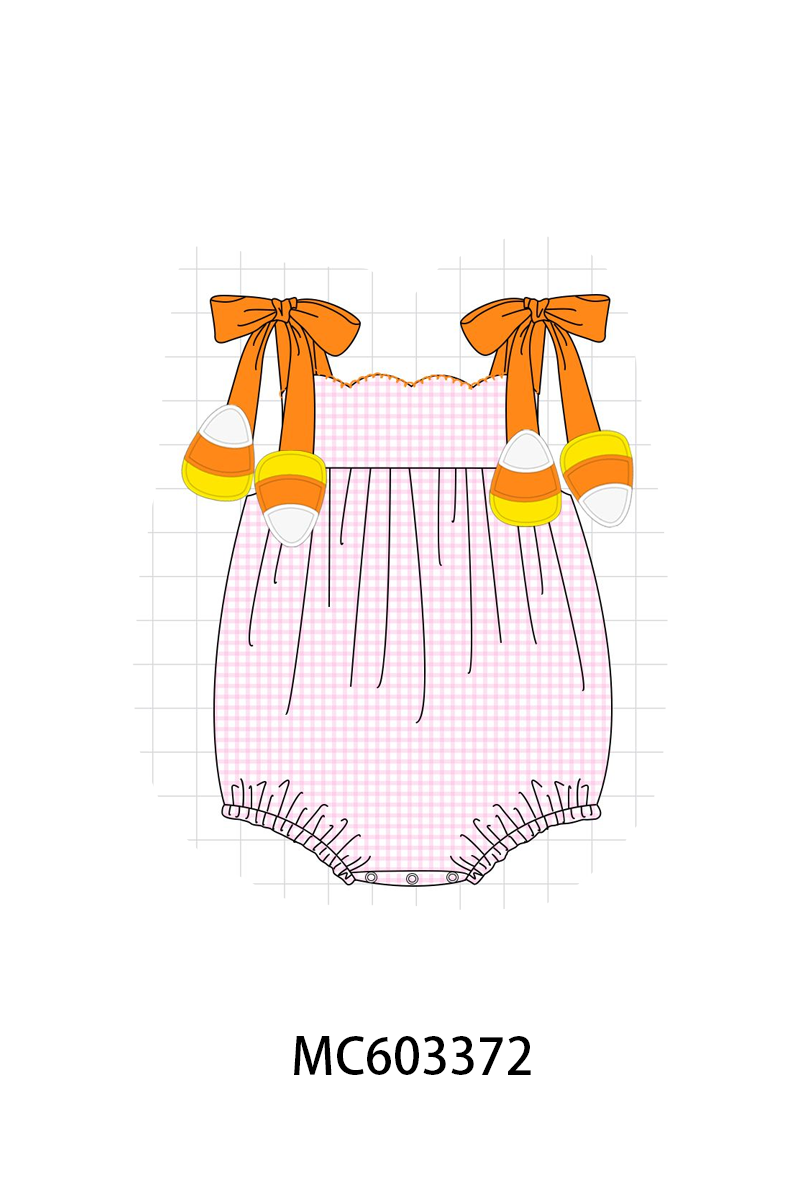 Pink Gingham Candy Corn Bubble