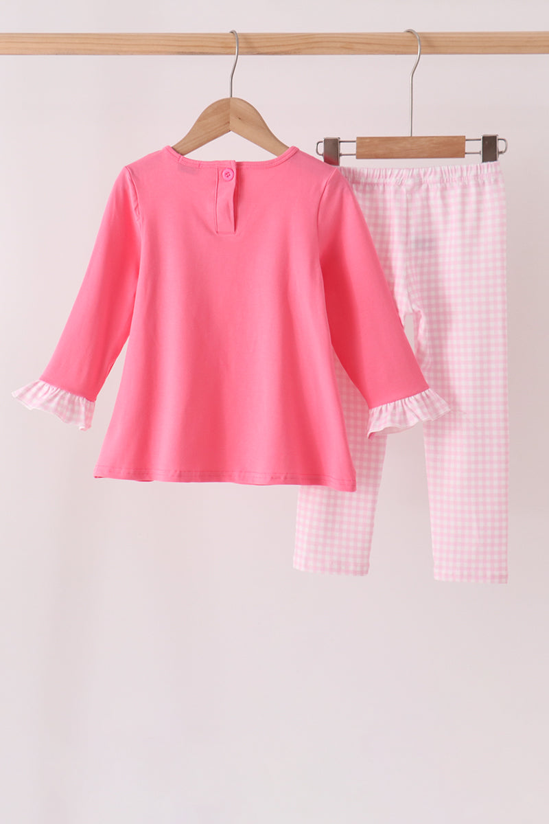 Pink sweet as pie embroidery ruffle pants set