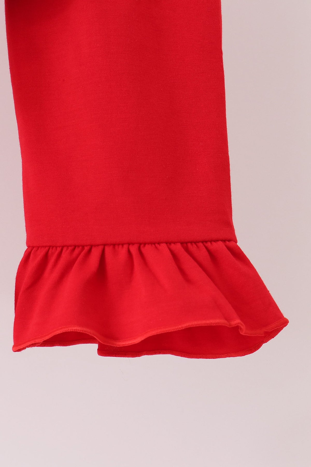 Red gingerbread house applique stripe ruffle pants set