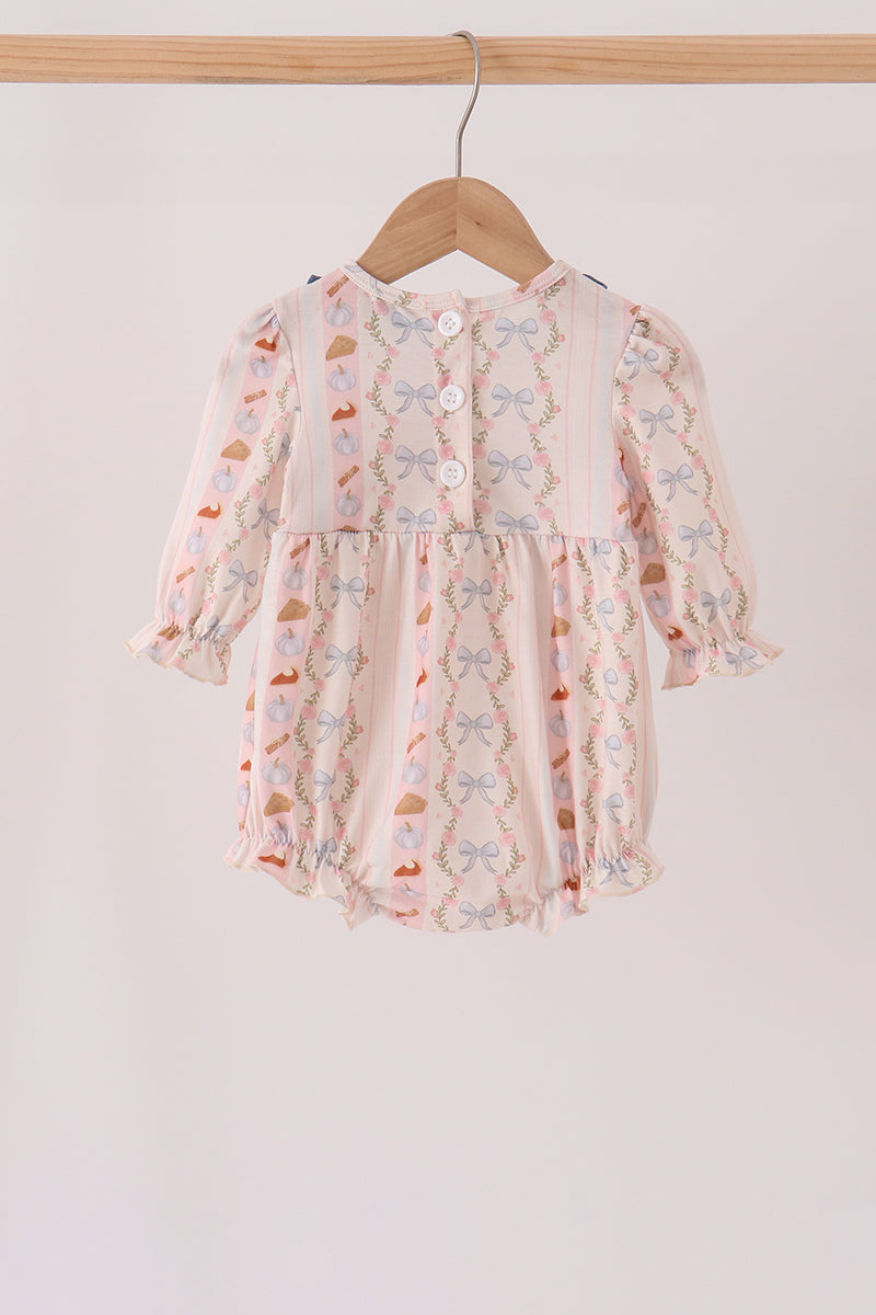 Pumpkin Pie Bow Embroidery Ruffle Bubble
