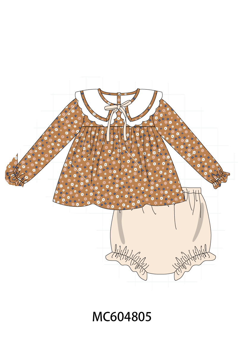 Fall floral print bloomer set