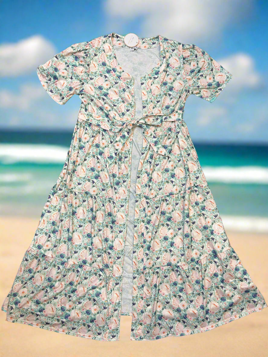 Green garden serenity print mom dress