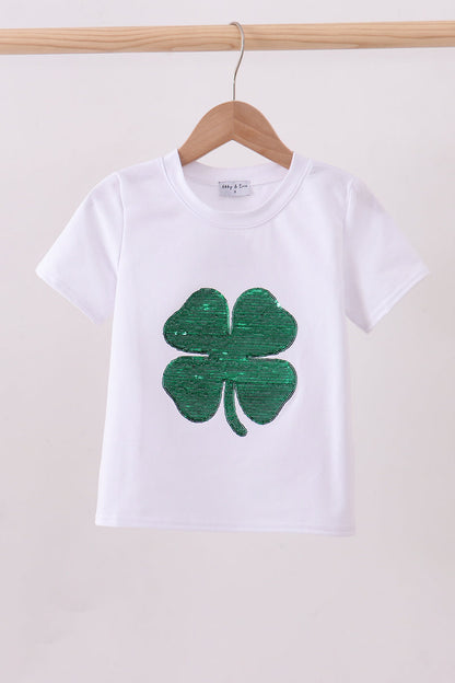 Pink clover glitter top