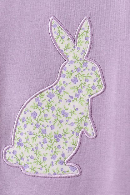 Purple bunny applique ruffle shorts set