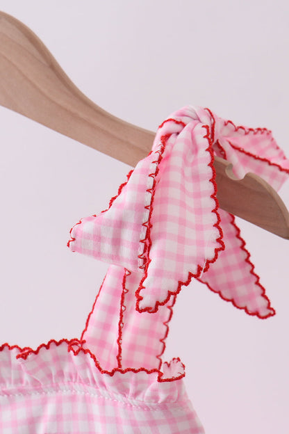Pink watermelon embroidery ruffle dress