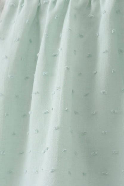 Green swiss dot cross sheep ruffle shorts set