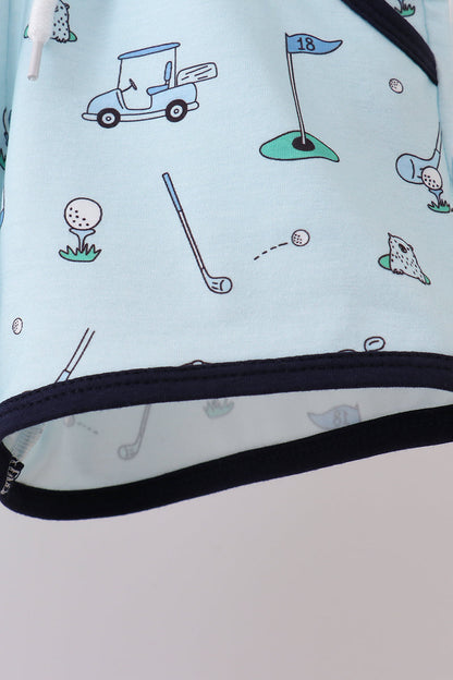 Navy golf print shorts set