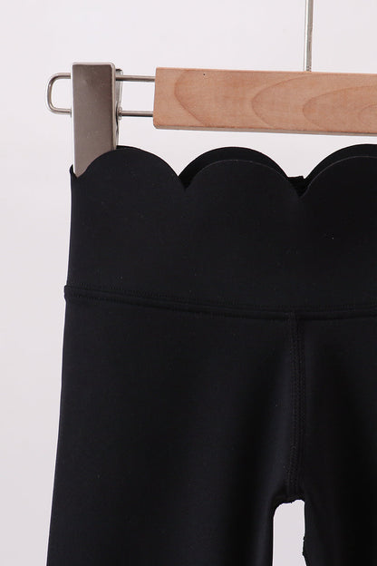 Black Scalloped Yoga Active Leggings