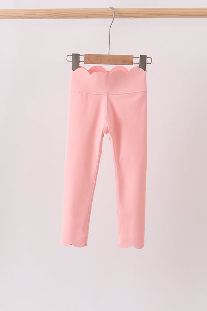Pink Scalloped Yoga Active Leggings