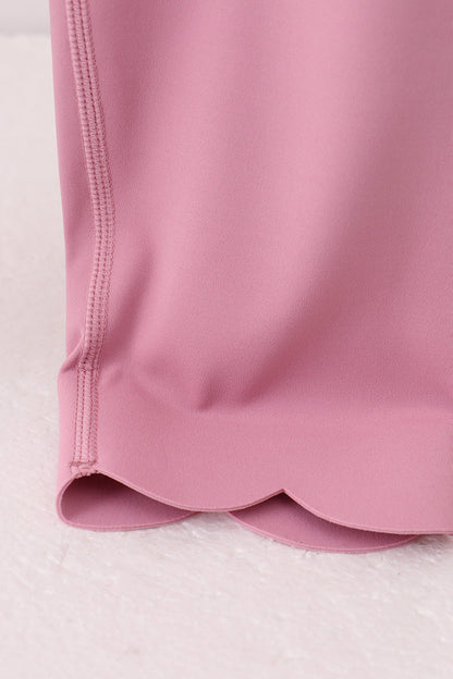 Lilac Scalloped Mom Yoga Active Leggings