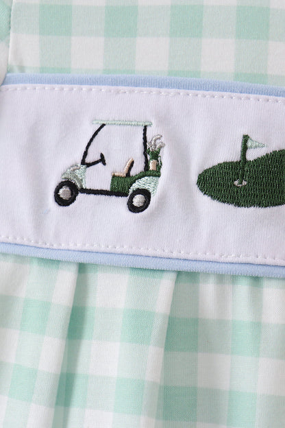 Green Golf Embroidered Romper