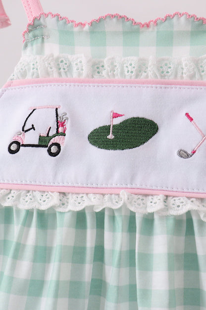 Green Golf Embroidered Ruffle Set