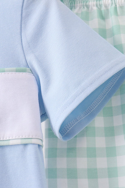 Green Golf Embroidered Gingham Set