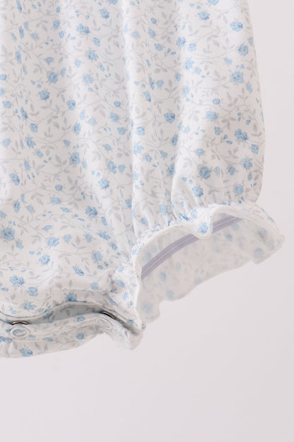 Blue Floral Embroidered Bubble