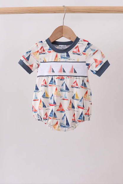 Blue Sailboat Smocked Bubble
