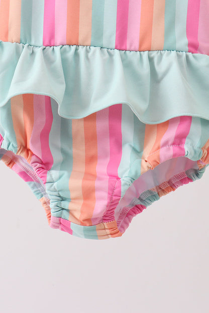 Rainbow Stripe UPF Swim One-Piece