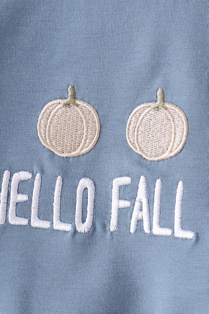 Blue Hallo Fall Y'ALL Pumpkin Shorts Set