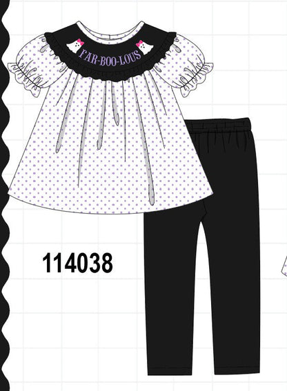 Black Ghost Embroidery Pants Set