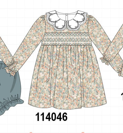 Floral smocked lace dress