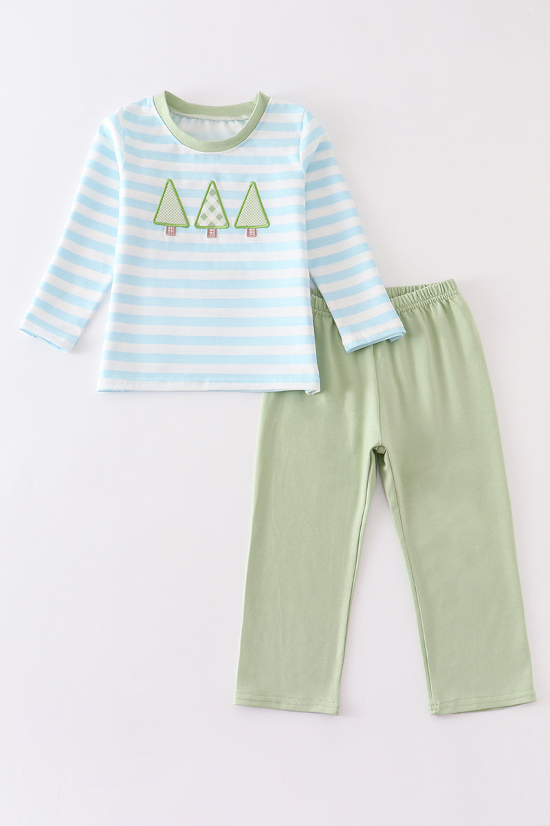 Green christmas tree boy pants set