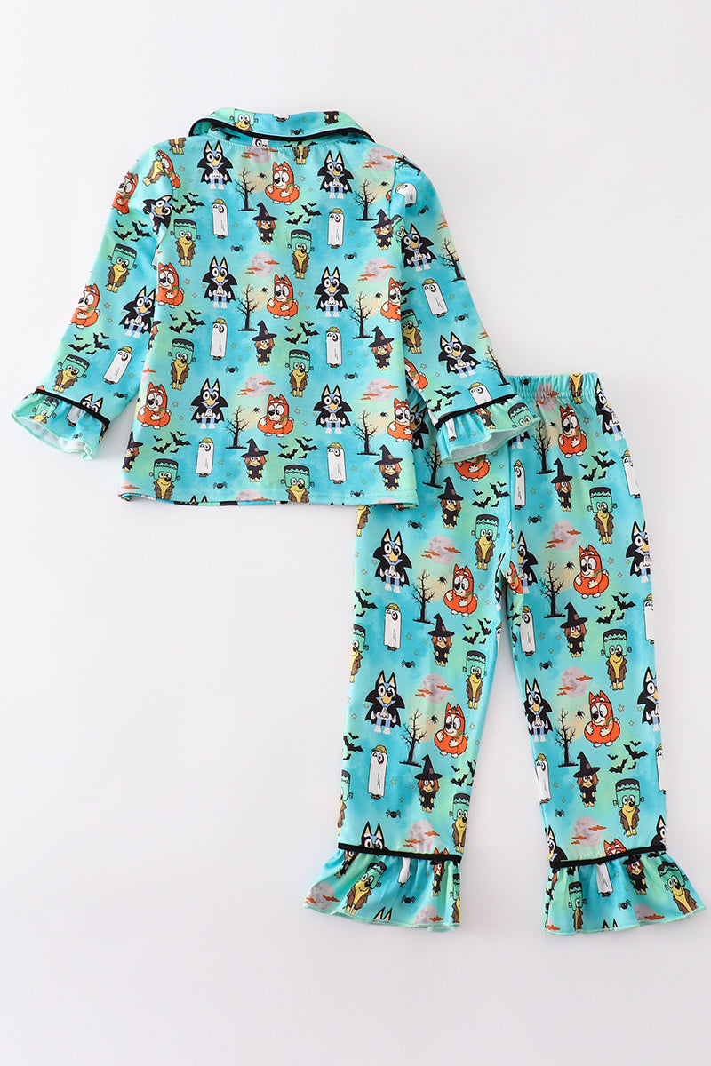 Halloween character print girl pajamas set