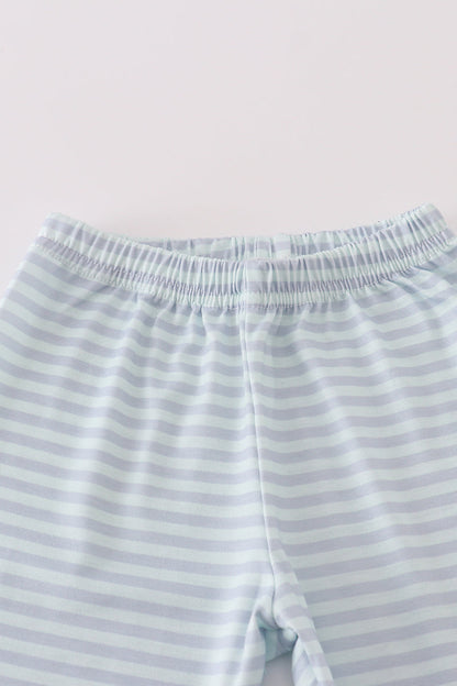 Blue Halloween spider embroidery stripe pants set