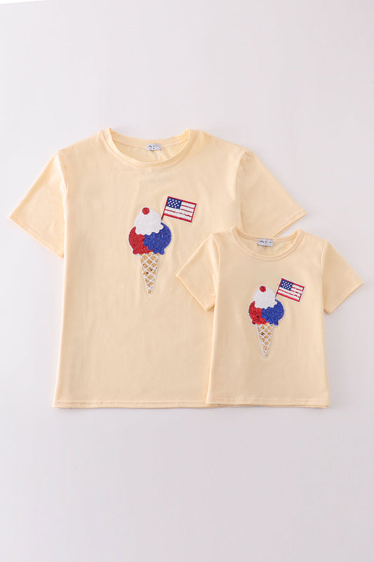 Ice cream flag sequin mom&me top