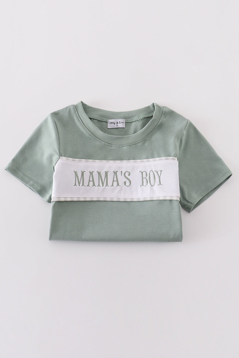 Gray MAMA'S BOY embroidery shorts set