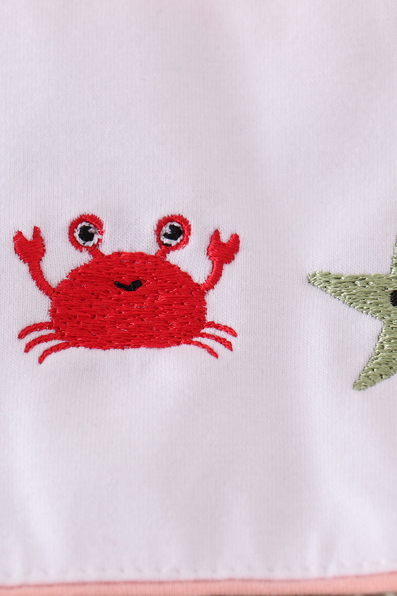 Marine creature embroidery stripe set