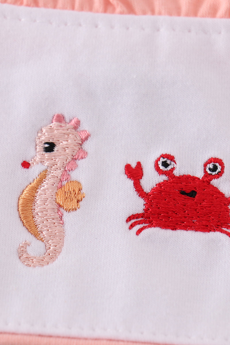 Marine creature embroidery stripe bubble