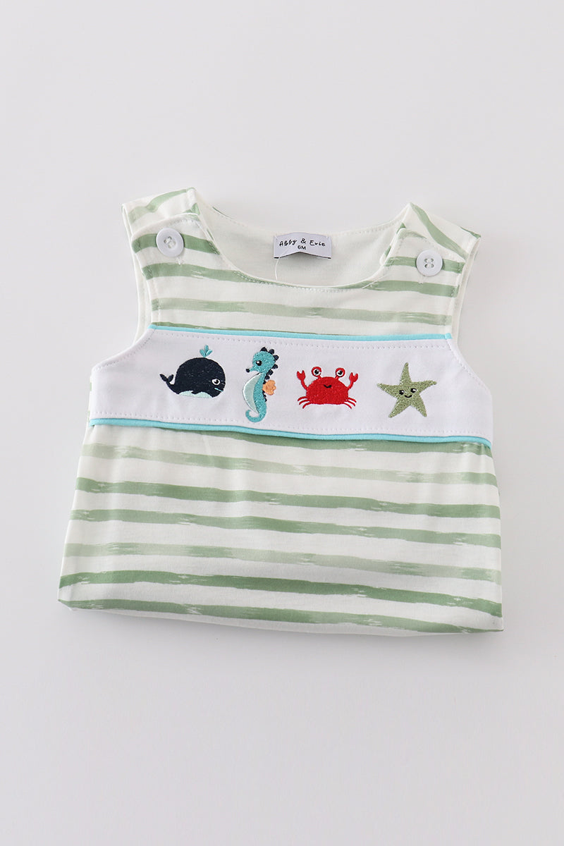 Marine creature embroidery stripe bubble