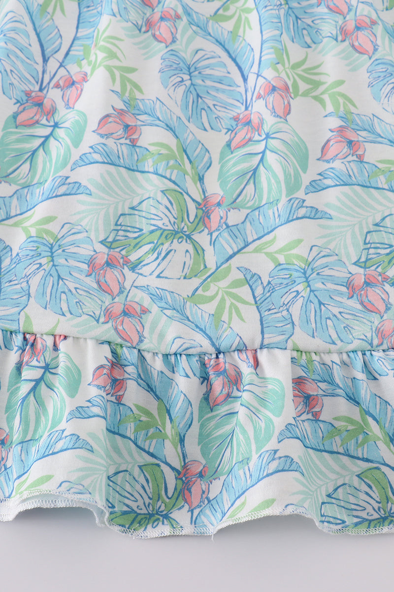 Tropical rainforest plant print dress