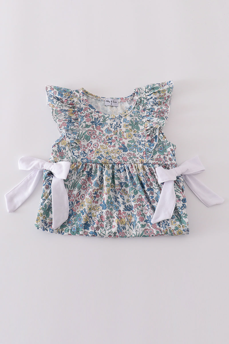 Vintage meadow print bow dress