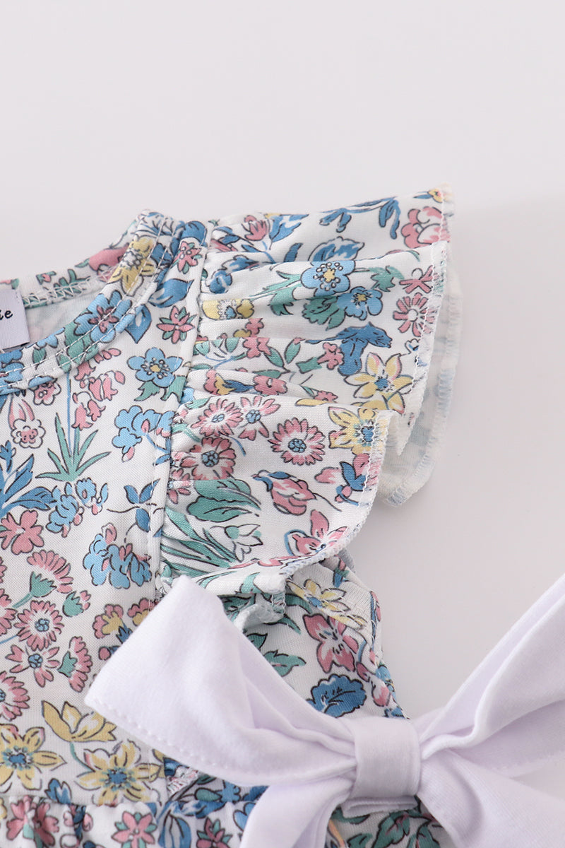 Vintage meadow print bow bubble