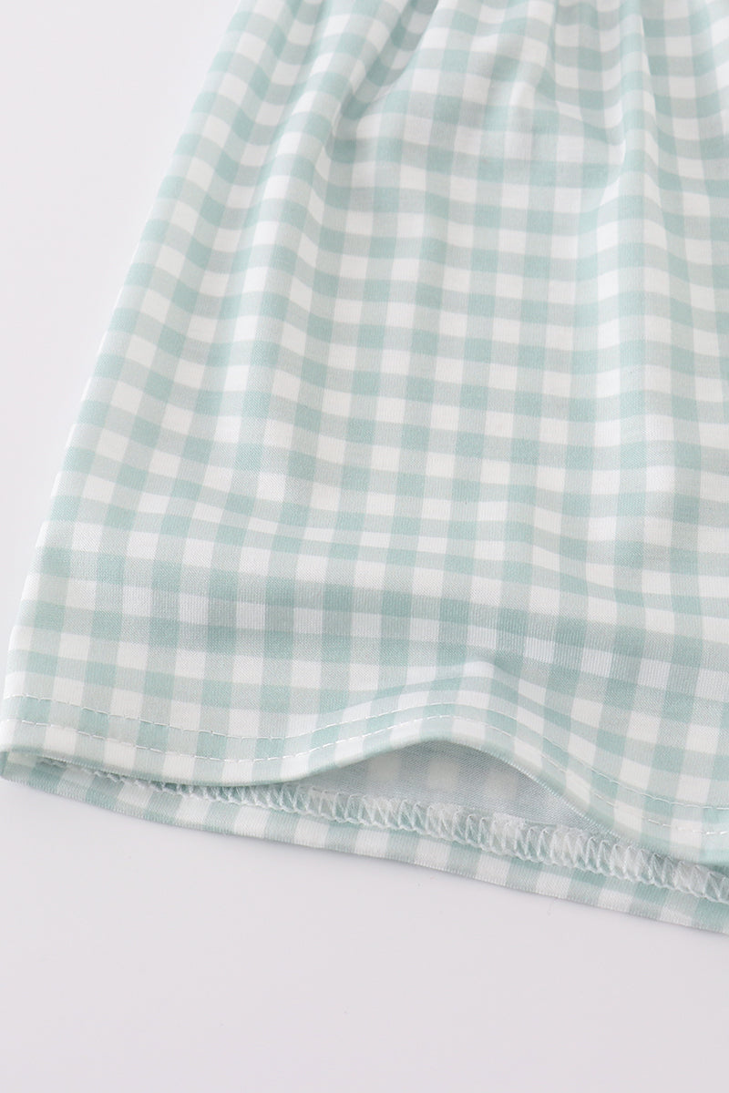 Green boy gingham shorts set