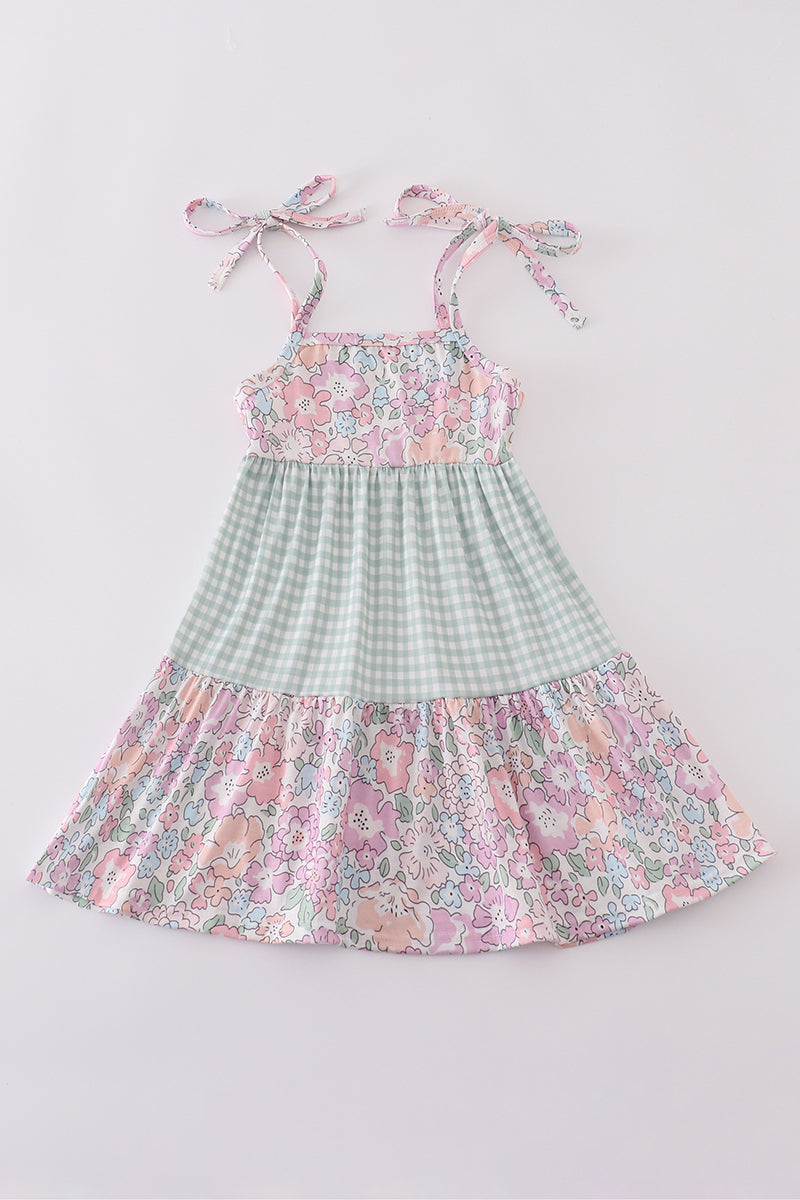 Garden gingham mom&me tiered dress