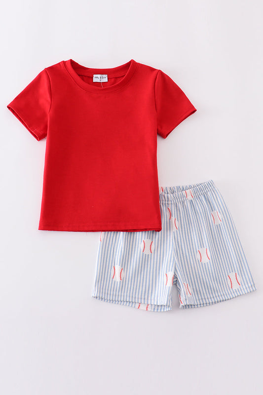 Red stripe baseball set