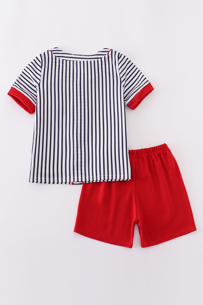 Stripe baseball embroidery set