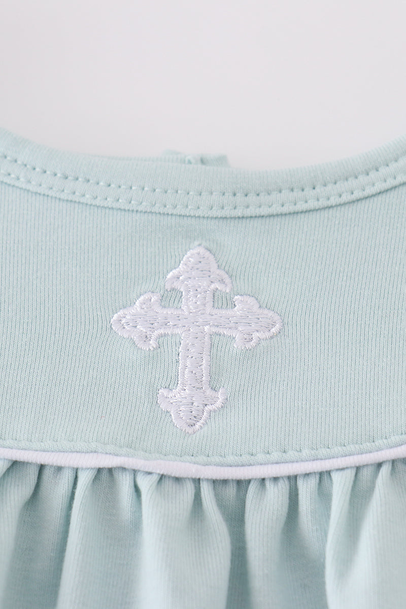 Blue cross embroidery dress