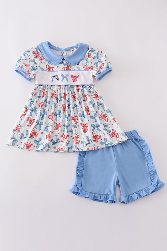 Bow trellis print embroidery set