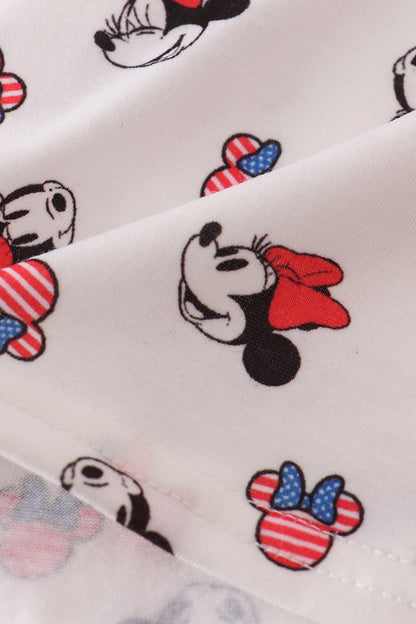 Character print bow applique mom&me dress