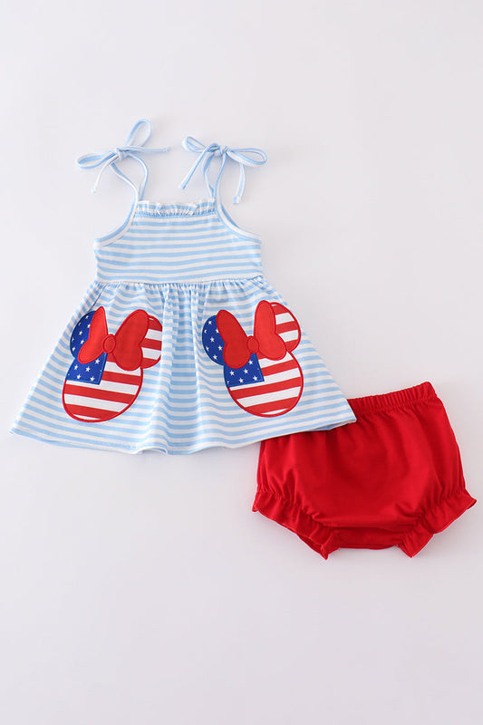 Blue&red character applique bloomer set