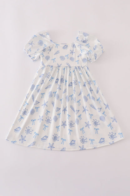 Blue seashell bow mom&me dress