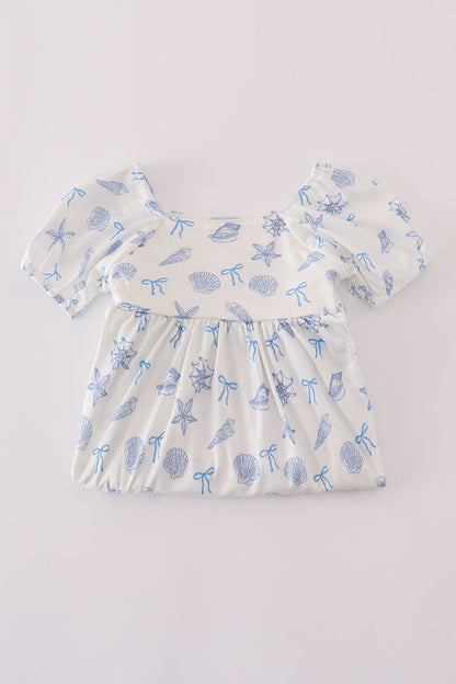 Blue seashell bow mom&me dress