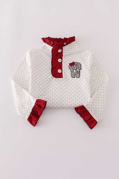 Alabama polka dot elephant french knot ruffle pants set