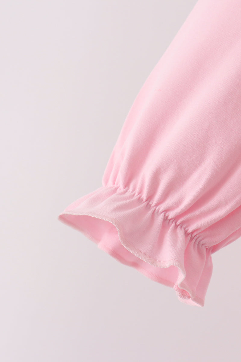 Pink Lil sister embroidery ruffle bloomer set