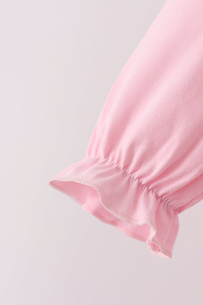 Pink Lil sister embroidery ruffle bloomer set