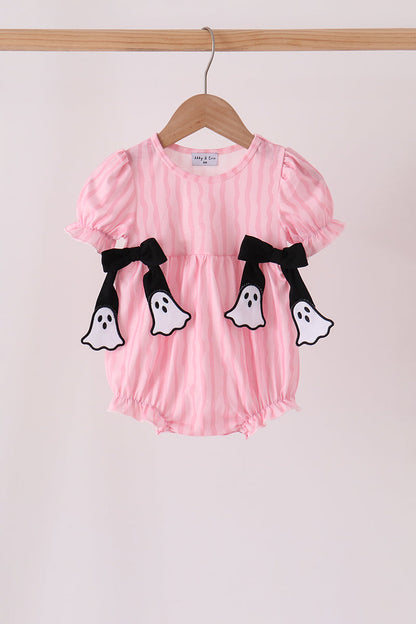 Pink ghost applique stripe bubble
