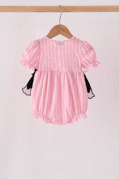 Pink ghost applique stripe bubble